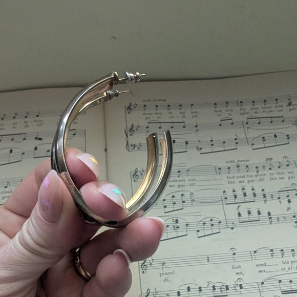 Silver Hoop Large Earrings - Picture 9 of 9